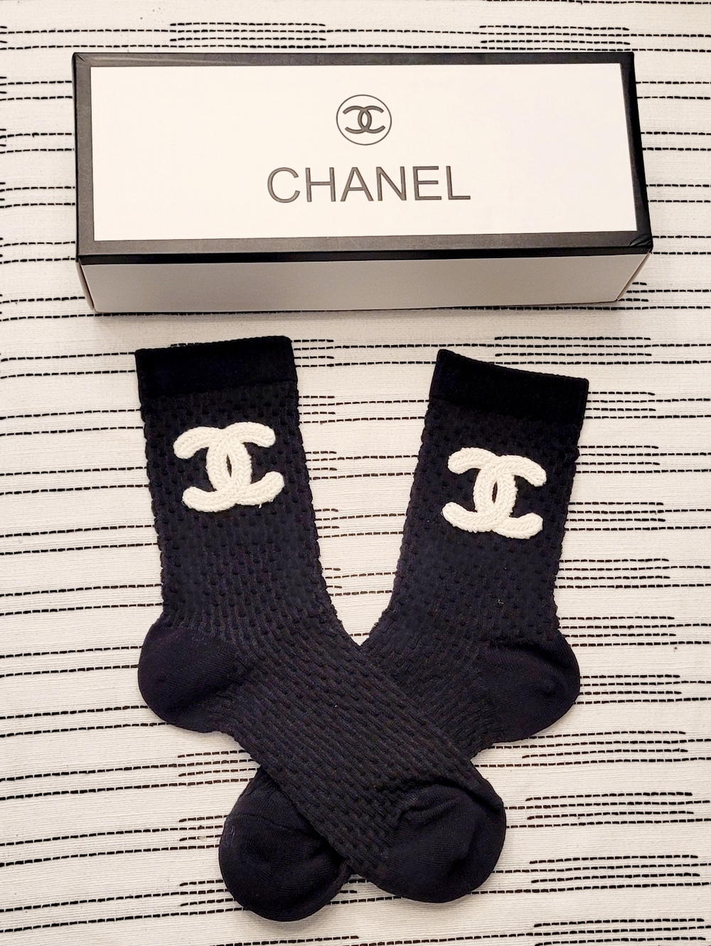✨️CHANEL Black Socks✨️ with White CC Emblem✨️